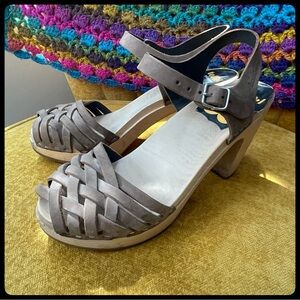 🆕 {Swedish Hasbeens} Braided Leather Sky High Sandals